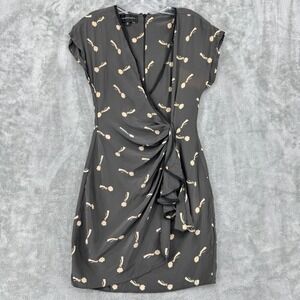Anthropologie‎ Corey Lynn Calter Dress 2 Silk Faux Wrap Floral Romantic Drape